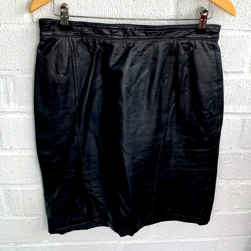 Wilson's Vintage Pella Cuir Leather Black Pencil Skirt sz 12